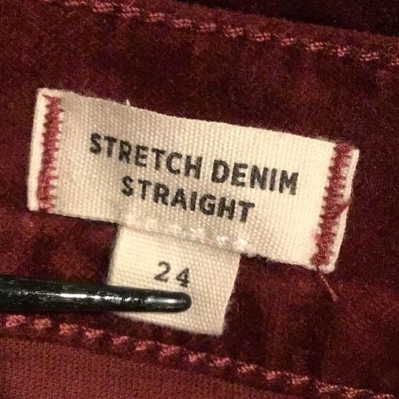 Madewell Deep Red Velvet Stretch Denim Straight Mini Skirt - Picture 13 of 15